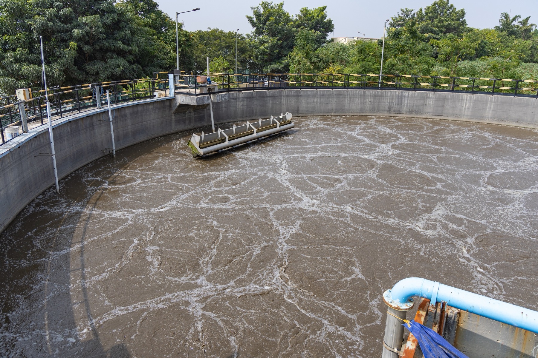 An aeration tank at a water treatment plant